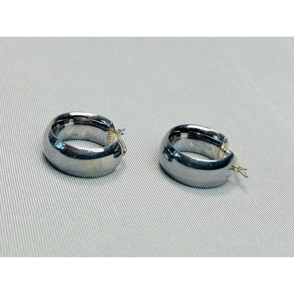 Sterling Silver‎ Hoop Earrings Pair .925 Thailand Jewelry - Picture 6 of 9